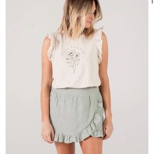 Rylee + Cru ruffle wrap skirt sea foam XS